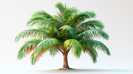 Fototapeta premium Tropical Palm Tree with Slightly Curved Trunk, Photorealistic