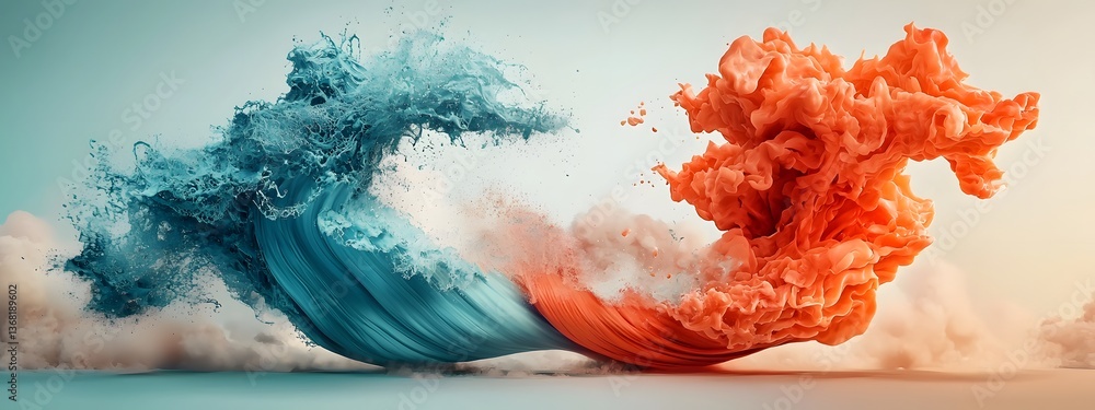 Aufkleber surging azure digital ripples across a contrasting light and shadow plane embodying the unstoppable 
