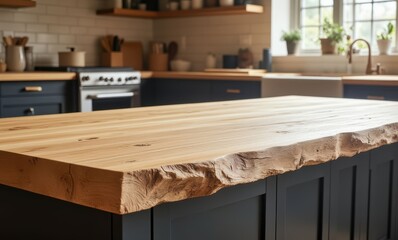 Elegant wooden kitchen countertop