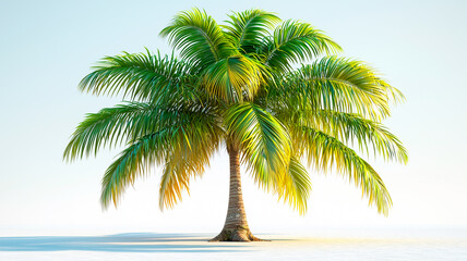Obraz premium Tropical Palm Tree with Slightly Curved Trunk, Photorealistic