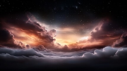 Naklejka premium Cosmic celestial event a stunning view of the universe at dusk planetary clouds in the sky