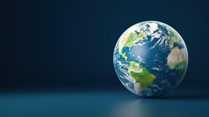 A beautifully rendered globe showcasing Earth"s continents and oceans against a dark background, symbolizing global unity and awareness.