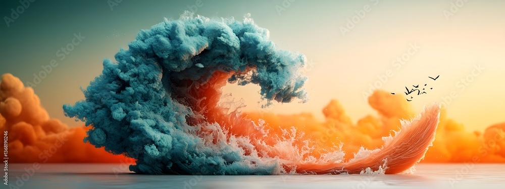Poster surging digital tides in a monochrome landscape immersive visions of tomorrow s data driven world ex