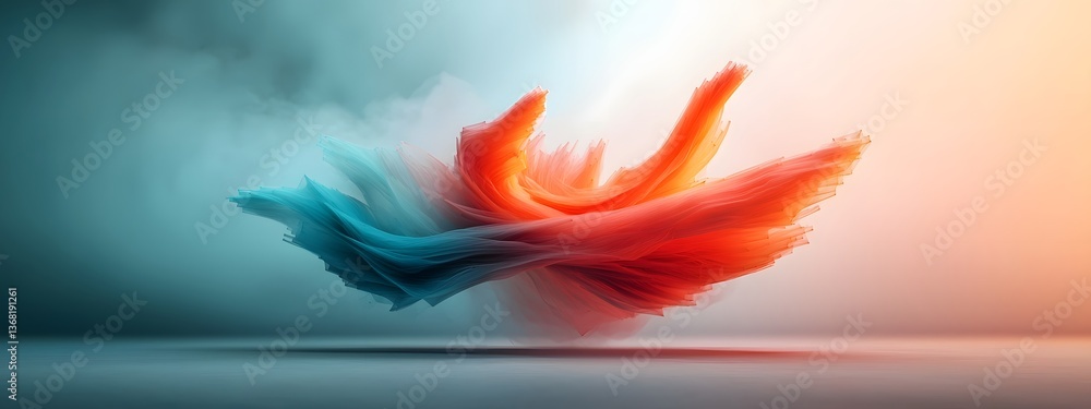 Poster swirling azure energy fields and shimmering luminescent tendrils intertwine with prismatic geometric