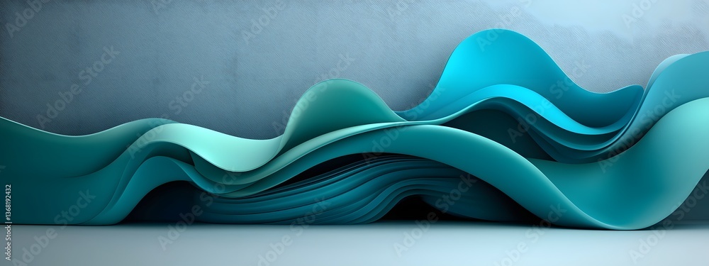 Poster undulating azure digital currents weaving and pulsating through a starkly contrasted grayscale lands