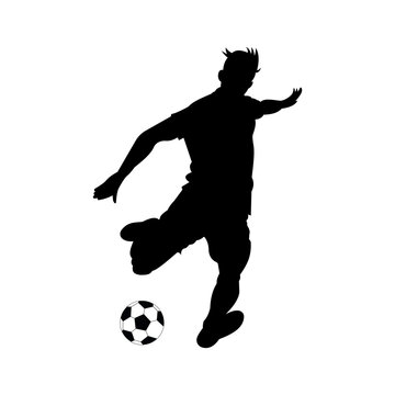 recommend clip art: Football league banner design with soccer ball. Soccer or football player hitting ball. Soccer Banner Template design Vector.