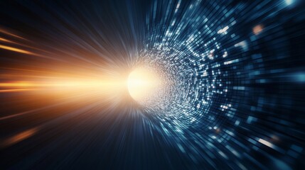 Spiral of Light Through Data Tunnel in Abstract Digital Concept