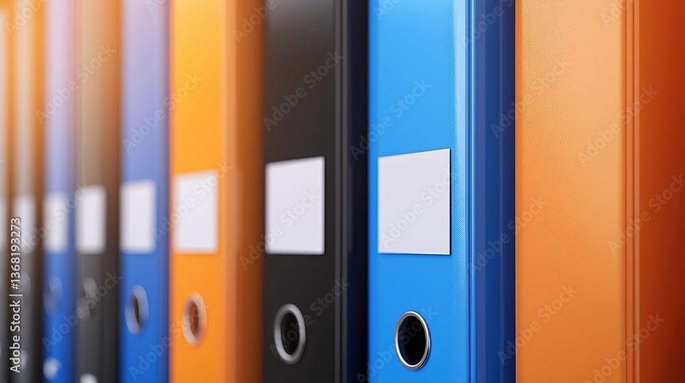 Aufkleber a row of colorful binders organized neatly, showcasing various colors and textures, ideal for office
