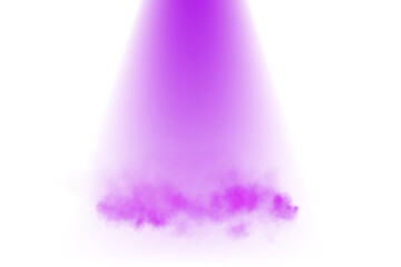 A dramatic purple spotlight illuminates stage surrounded by a smoky warm, ethereal glow, creating a mystical and elegant atmosphere with subtle reflections. PNG.