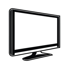 Flat screen TV silhouette vector icon, TV vector illustration.