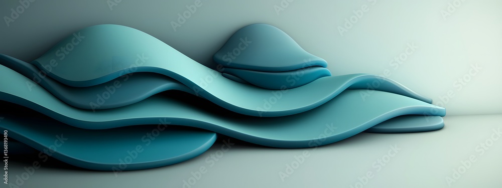 Poster undulating blue digital tides mesmerizing algorithmic data driven visuals with glowing ethereal data