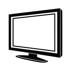 Flat screen TV silhouette vector icon, TV vector illustration.