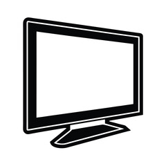 Flat screen TV silhouette vector icon, TV vector illustration.