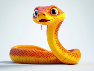 Fototapeta premium Orange and Yellow Snake with Tongue Out