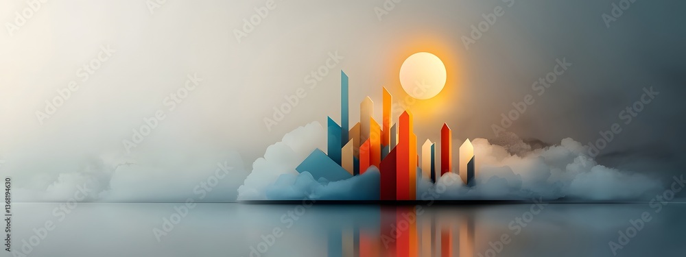 Poster vibrant clashing shapes of bold blue and fiery red create a dynamic abstract background with a retro