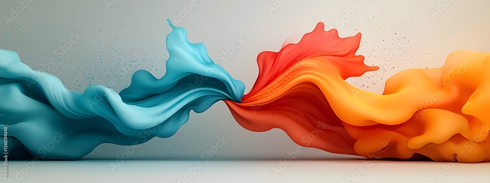 Poster vibrant gradient clash a dynamic abstract design depicting the interplay of calm fluid waves and int
