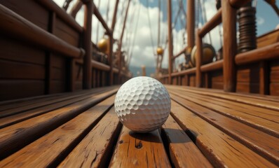 Golf ball on a ship deck