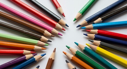 Fototapeta premium Colorful Pencils Radiate Joyful Pattern. AI Generated