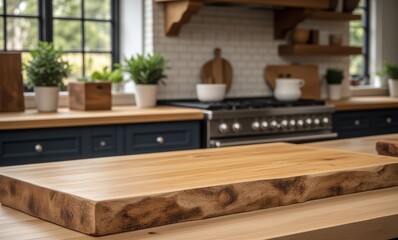 Modern kitchen with wooden accents