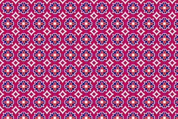 Seamless geometric pattern with hearts and flowers in a vintage ornamental style