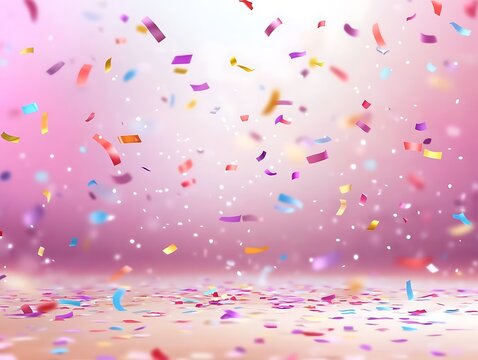 Colorful confetti pieces falling on a floor during a festive celebration