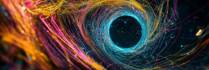 An innovative technological background with pulsating lines and a central circle suggesting connection.