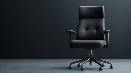Modern Black Office Chair Against Dark Minimalist Background
