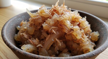 Warm Light Illuminates Flaked Fish Salad. AI Generated