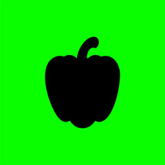 Bell Pepper Silhouette on Vibrant Green Background