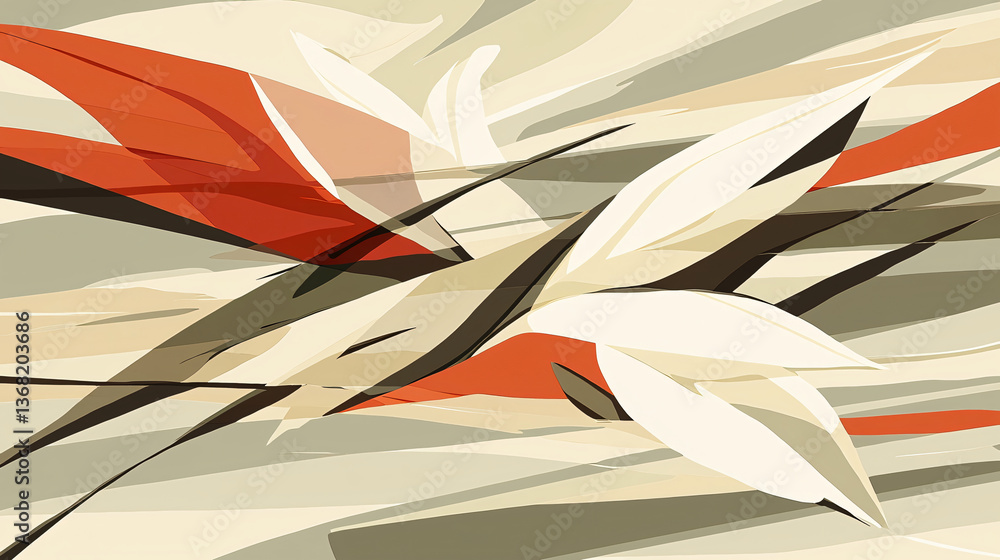 Poster a majestic bird in flight gliding through a beautiful sky with abstract patterns creating a serene a