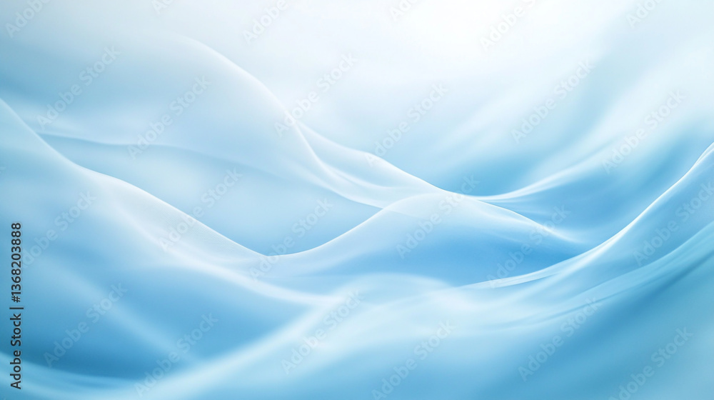 Poster abstract light blue and white wavy background with soft transitions and smooth flowing curves design
