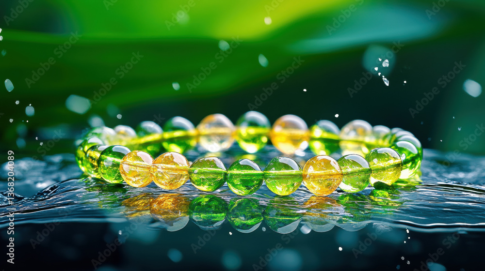 Poster a sparkling bracelet floats in water, creating a vibrant reflection and playful splashes.