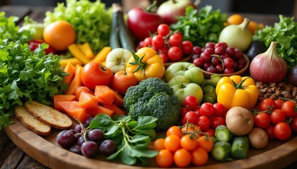 Vibrant assortment of fresh vegetables and fruits.