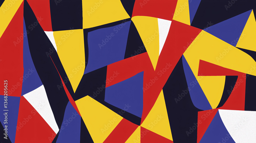 Poster an eye-catching colorful abstract pattern composed of dynamic color blocks creating a lively visual 