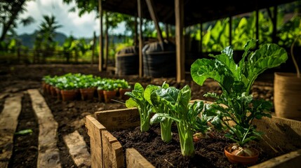 Growing fresh vegetables organic farm photography rural setting close-up view sustainable agriculture concepts