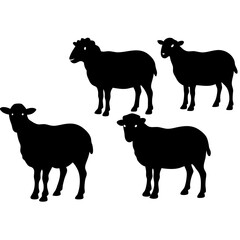 set of sheep collection of silhouettes of black vector