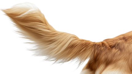 Close-up of a golden retriever's tail on a transparent background.