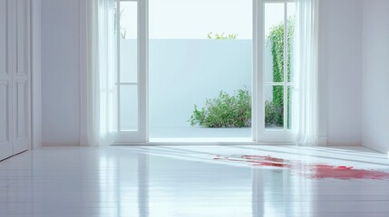 Fototapeta premium Bright, airy room with open doors