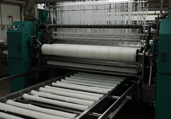 Industrial Fabric Weaving Machine Soft Light. AI Generated