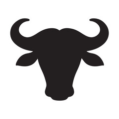 Bull head vector illustration with wildlife silhouette