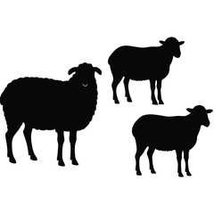 set of sheep collection of silhouettes of black vector
