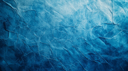 Obraz premium A close up of crumpled paper texture in shades of blue with intricate lines and shadows visible across it