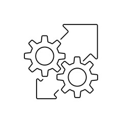 Cogwheels with arrows line icon. Progress concept