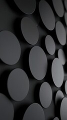 3D render of a black abstract background with numerous circles on the wall, phone wallpaper