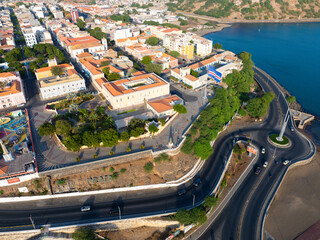 Aerial view of Plato in Praia  - Santiago - Capital of Cape Verde Islands - Cabo Verde