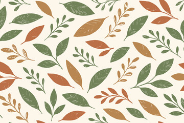 Seamless Autumn Foliage Pattern in Earth Tones