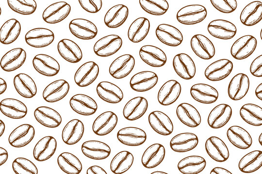 Seamless Hand-Drawn Coffee Bean Pattern Design