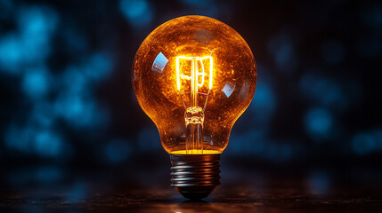glowing light bulb on a dark background symbolizes creativity, innovation, and new business ideas. Represents a moment of inspiration and the spark of fresh thoughts and concepts