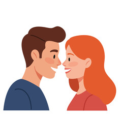 Couple sharing a joyful moment in a flat minimal vector illustration