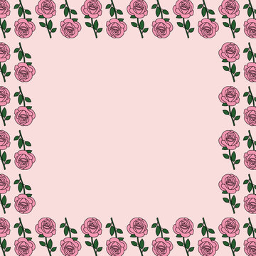 Pink Roses Frame Illustration
